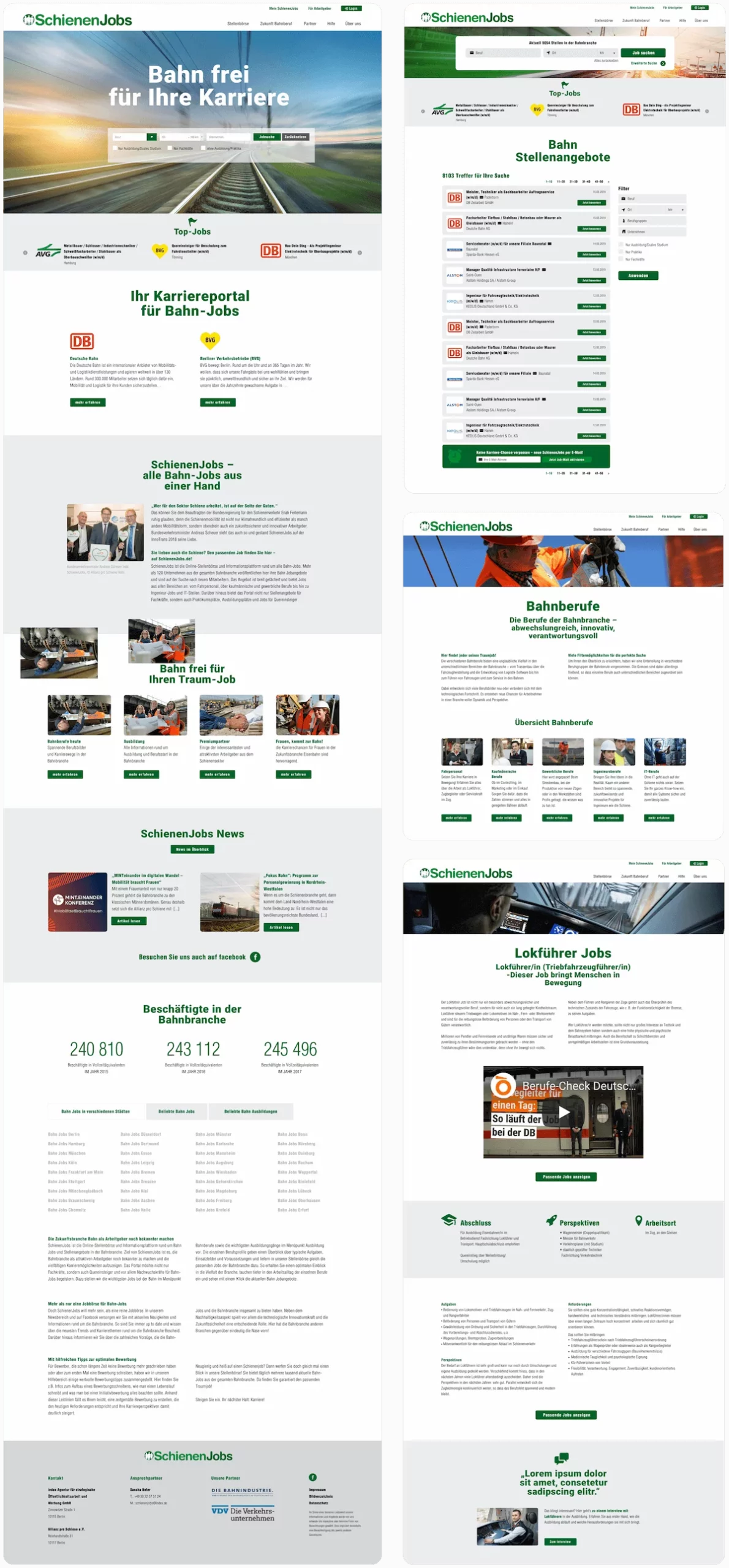Screenshot vom Karriereportal Schienenjobs