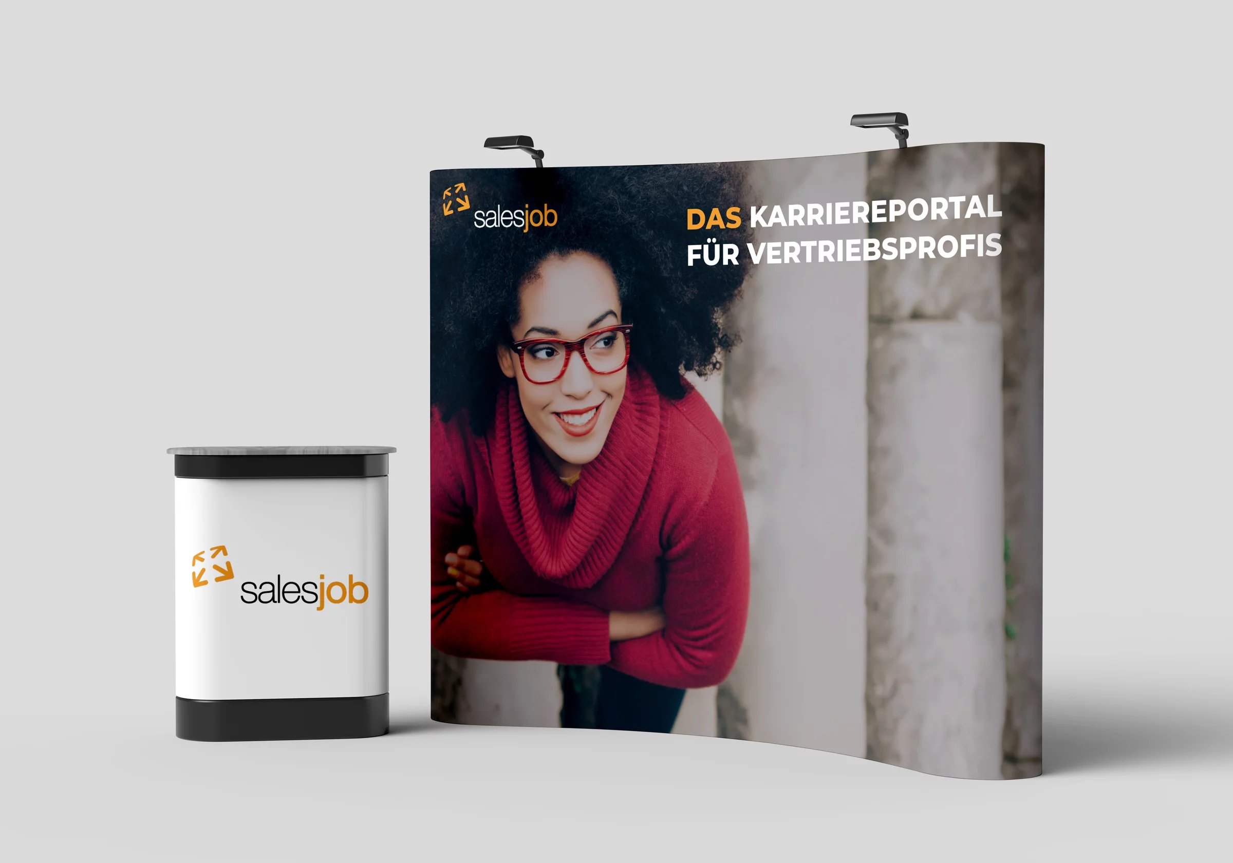 Messe Mockup vom salesjob das Karriereportal für Vertriebsprofis
