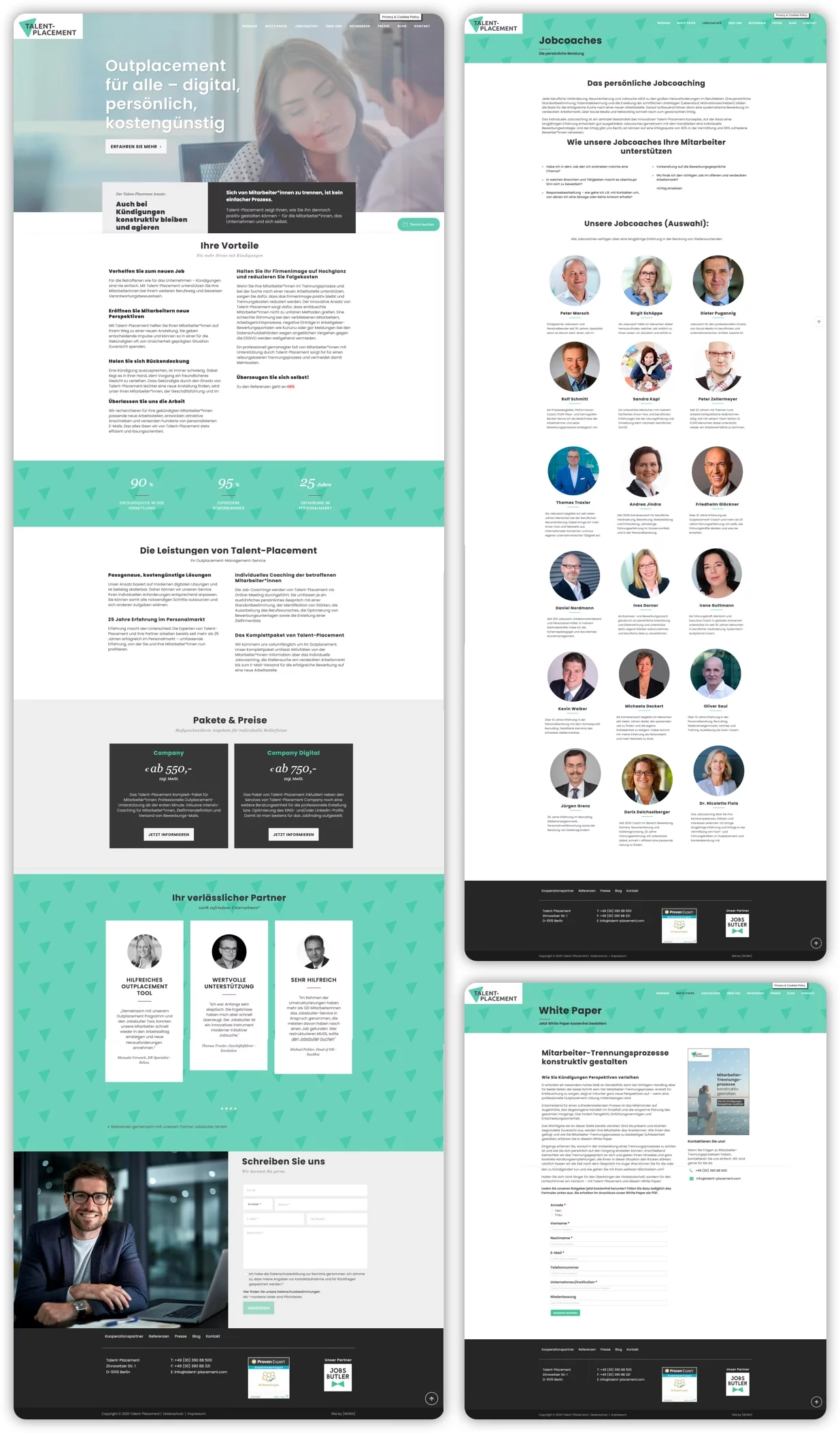 Screendesign Kampagnenwebsite Talent Placement