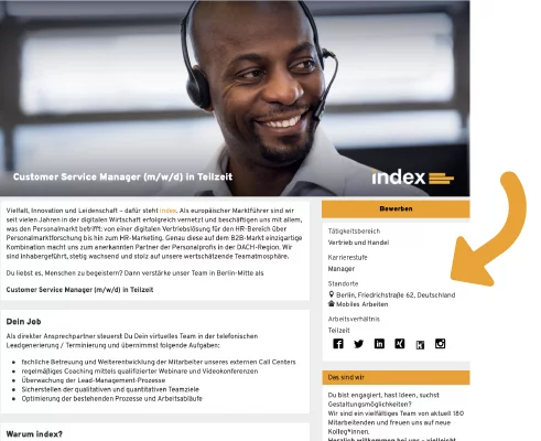 Customer Service Manager (m/w/d) in Teilzeit Stellenangebot Beispiel