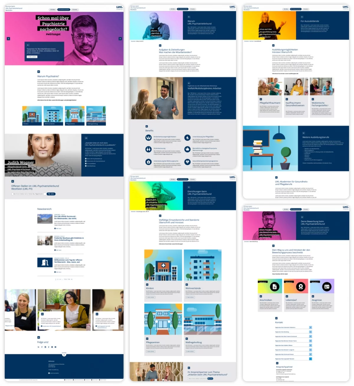Darstellung des Screendesigns der LWL-PV Karrierewebsite