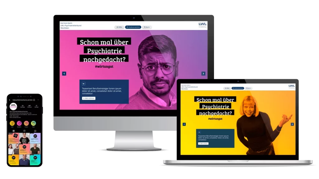 LWL Personalmarketingkampagne Mockup Screendesigns