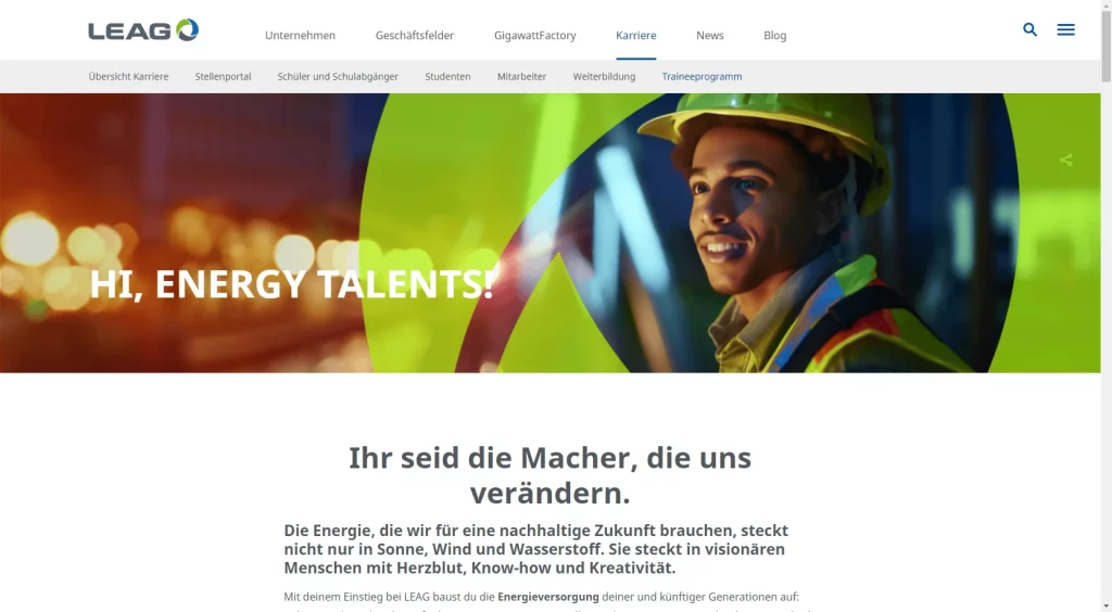 Index Trainee Kampagne für die LEAG
