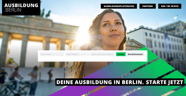 Startseite von ausbildung.berlin