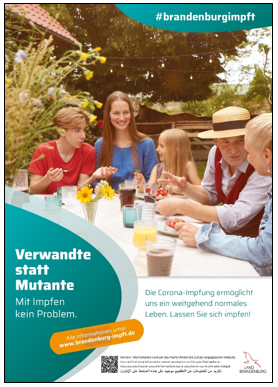 Motiv "Verwandte statt Mutante!" der Brandenburger Impfkampagne