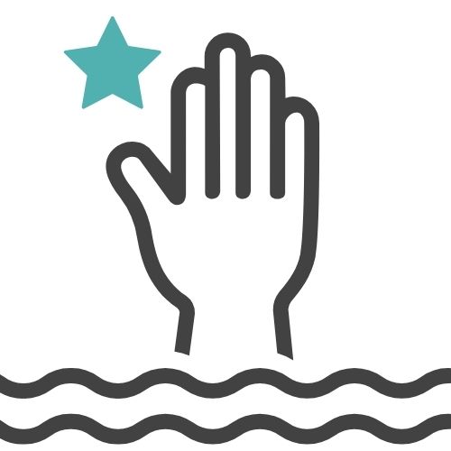 Icon eine Hand die aus dem Wasser ragt