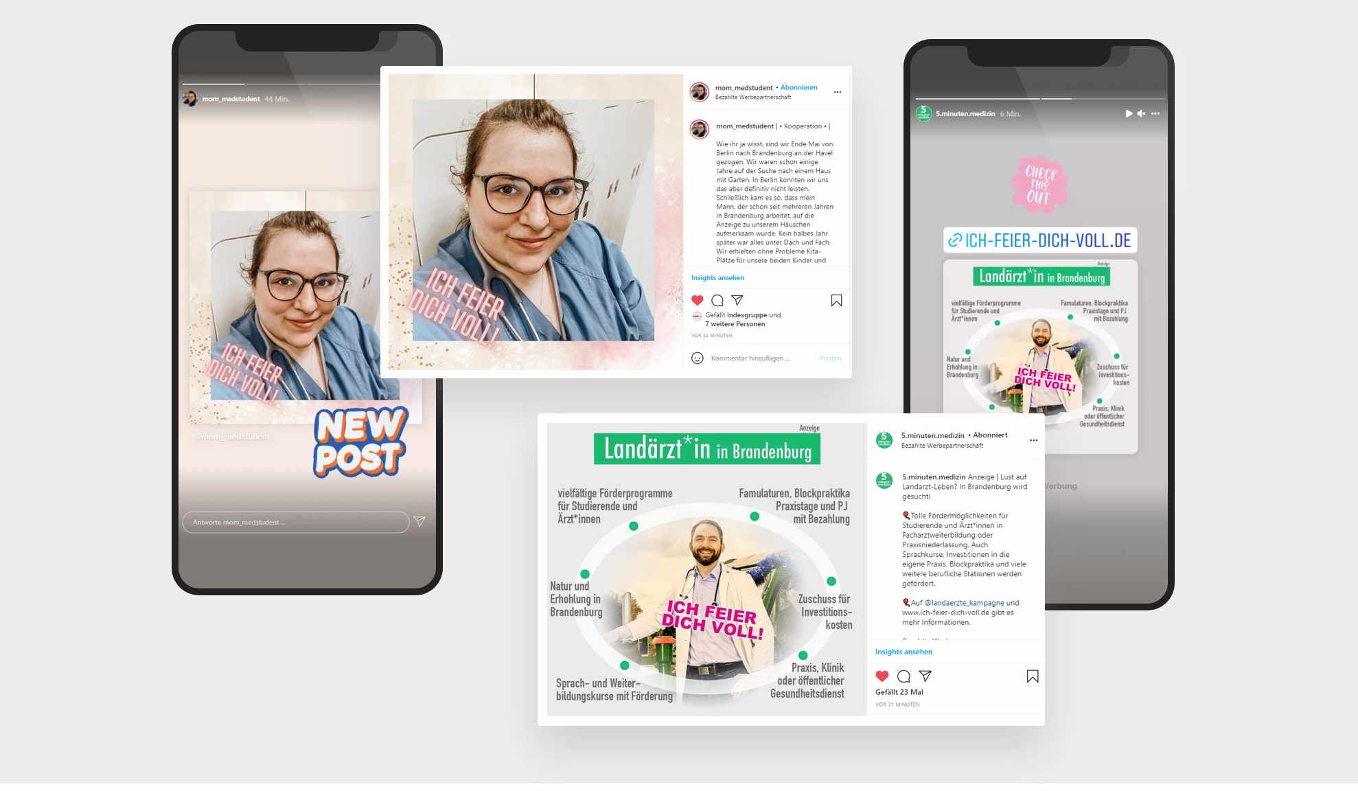 Darstellung des Screendesigns Social Media Kampagne Landärzt:in in Brandenburg