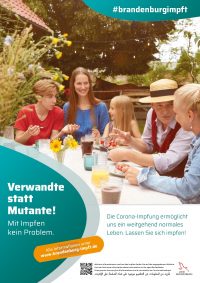 Kampagnenmotiv "Verwandte statt Mutante" der Brandenburger Impfkampagne