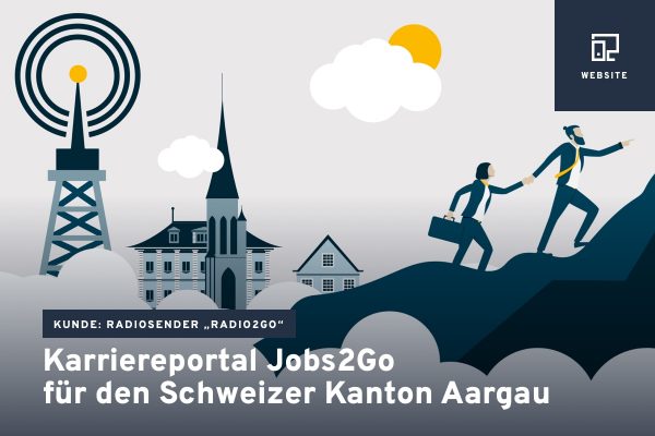 Illustration mit schweizer Landschaft als Teaserbild für die Karriere-Website Jobs2Go