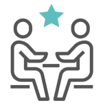 Icon-zwei-Personen Icon zwei Personen sitzen an einem Tisch